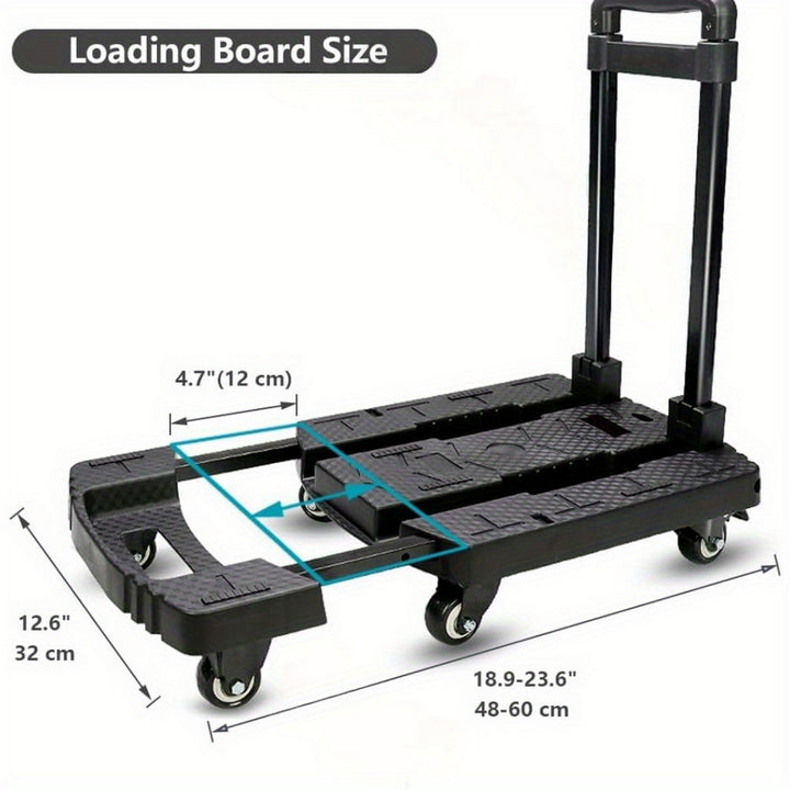 Folding Luggage Cart, Hand Truck, Dolly Cart, Ideal for Travel, Moving, Shopping, and Package Delivery in Offices and More (500lbs Heavy Duty with 6 Wheels)