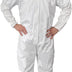 Disposable Coverall. White Adult Coverall Large Size Anti-Static Fabric Apparel with Zipper Front Entry; Storm Flap Zipper Cover from Some Liquids. Great for Industrial Applications.