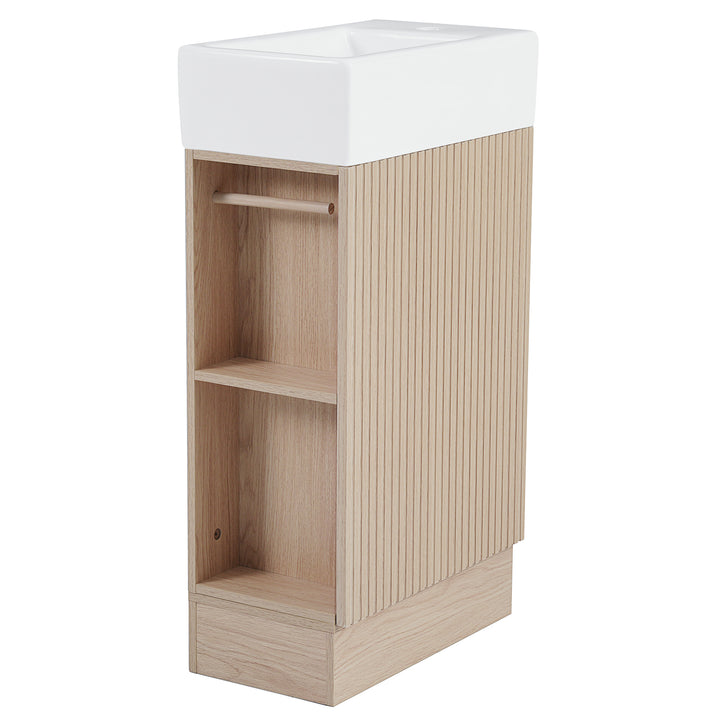 18.6\\\" Bathroom Vanity with Sink, Bathroom Vanity Cabinet with Two-tier Shelf, Left or Right Orientation