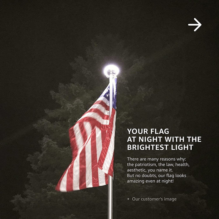 Deluxe Flag Pole Light Solar Powered - 1300 Lumen Solar Light for Flagpole - Light Up American Flag Outdoor with Solar Flag Pole Light from Dusk to Dawn for 12+ Hours; Silver Flag Light