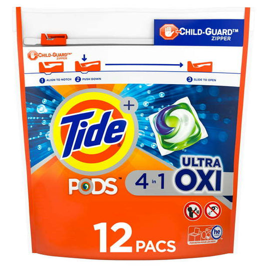Tide PODS Ultra Oxi Liquid Laundry Detergent Pacs;  12 Count
