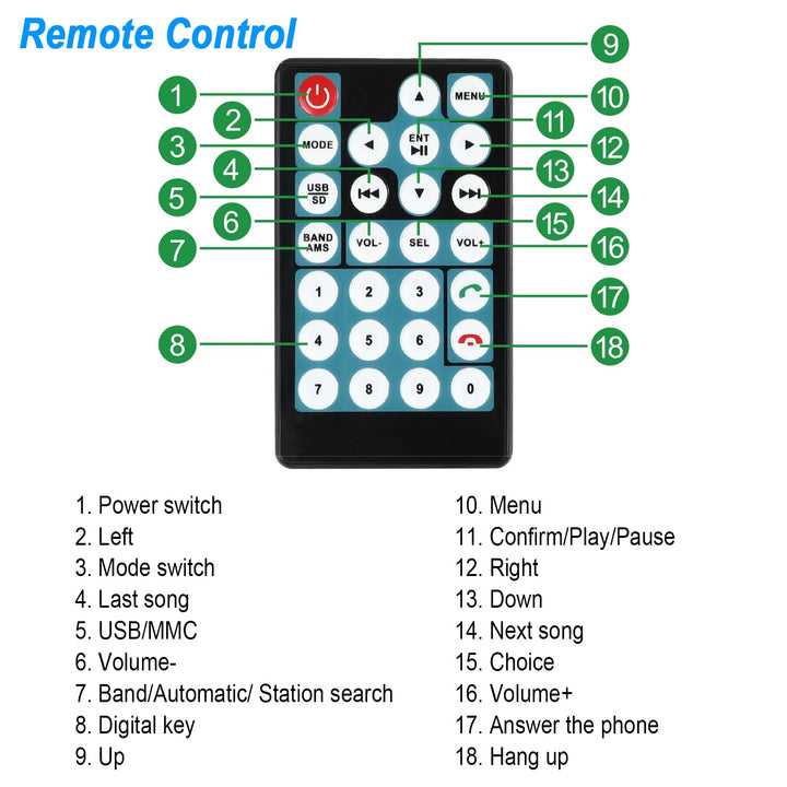 9in Car MP5 Stereo Player Touch Screen 1080P Wireless Car Radio FM USB AUX Back up Camera Mirror Link Remote Control