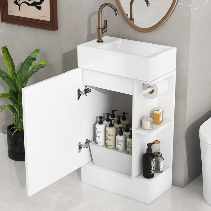 18.6\\\" Bathroom Vanity with Sink, Bathroom Vanity Cabinet with Two-tier Shelf, Left or Right Orientation