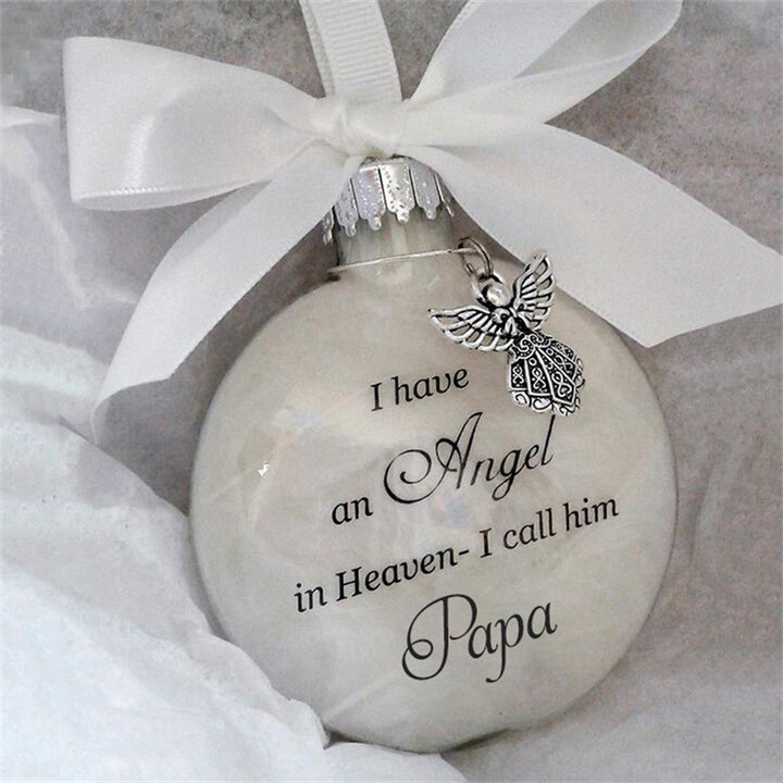 In Heaven Relatives Name Ornament, Keepsake Feather Plastic Ball Christmas Tree Charm Hanging